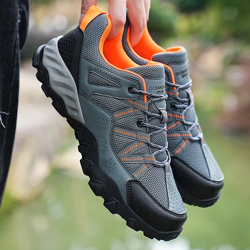 Men Casual Sneakers Hiking Trekking Shoes Camping Anti Slip Durable Comfortable Breathable Male Shoes Out Door Mantaining Boots