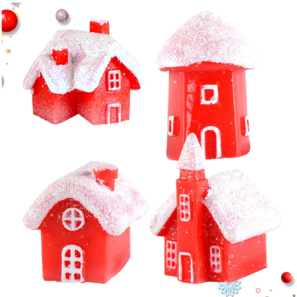 

4Pcs Xmas Party Desktop Decor House Shape Ornament Stylish Home Decor for Office Store Festive Atmosphere Gift