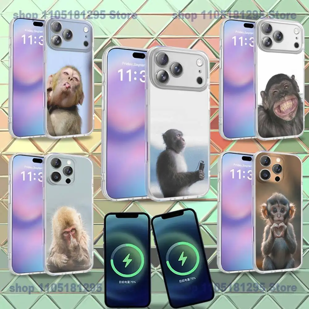 

Cute Funny Monkey For iPhone 17,12,11,14,13,15,16,Plus,Air,Pro,Max,E,Mini for Magsafe Magnetic Frosted Phone Case