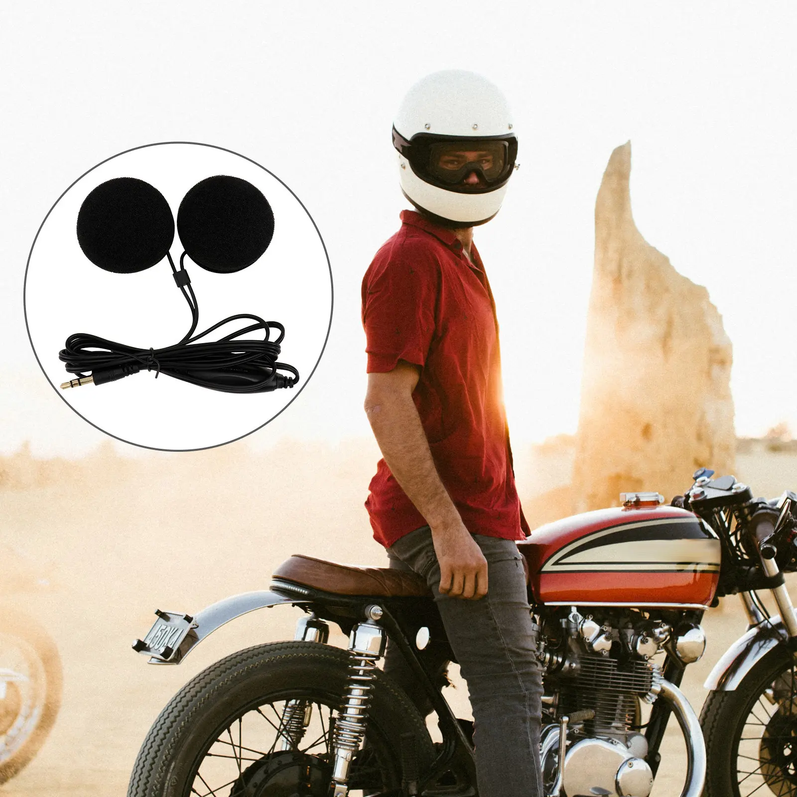 Motorcycle Headset 1.2m Black Premium Material Motorbike Earpiece Mic Adjustable Volume Easy Install Riding Headphone