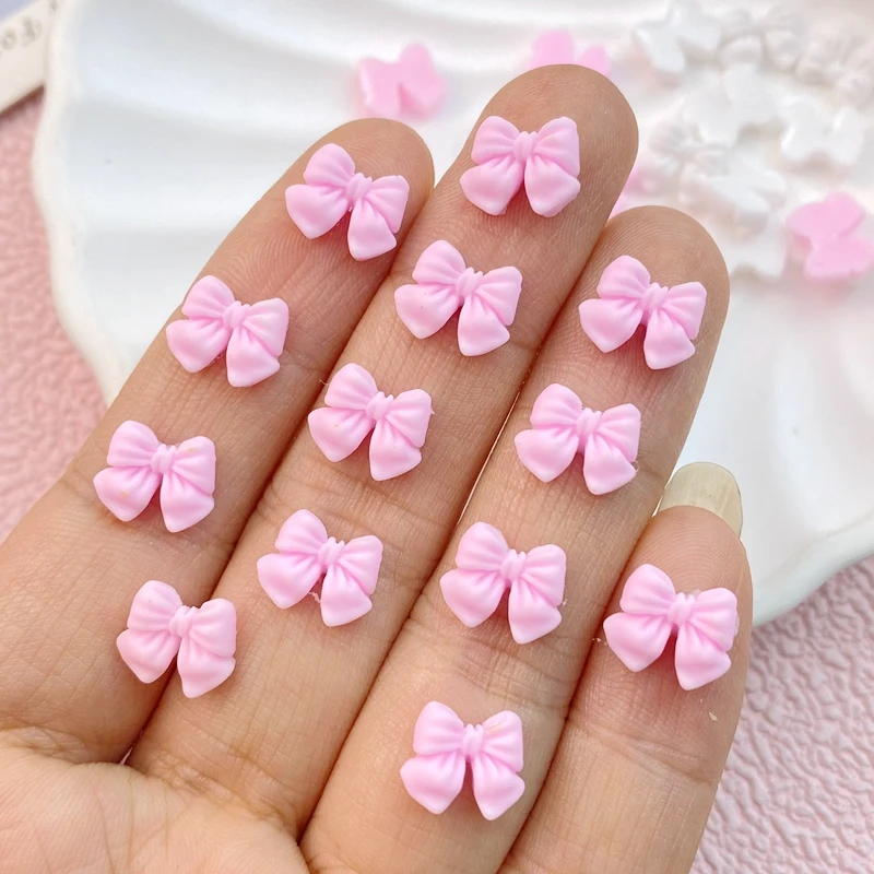 100Pcs New Mixed Nail Art Resin Mini Bow Designer Charms Rhinestones DIY Craft For Nail 3D Decorations