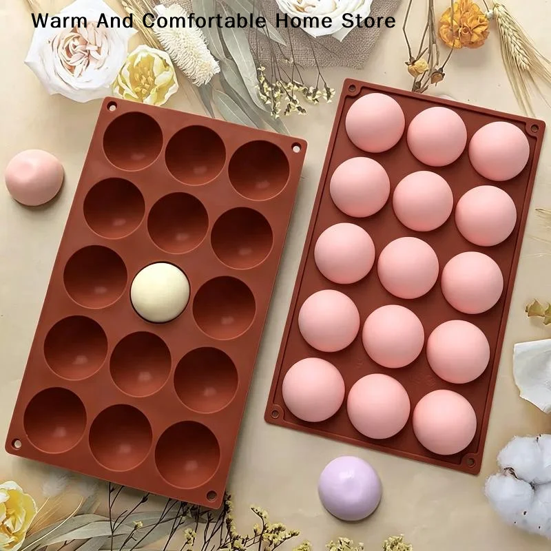 【W】3D 5/6/15/24 Grids Semicircular Silicone Mold For Baking Balls Pudding Mousse Chocolate Eco-Friendly Kitchen Accessory