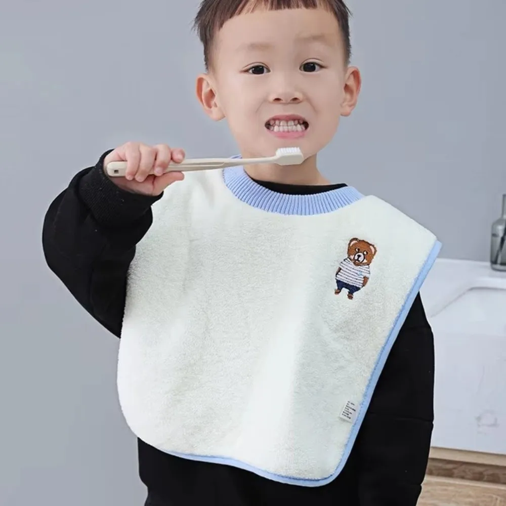 New Coral Velvet Towel Bib Cartoon Pattern Soft Touch Infant Washcloth Protective Barrier Infant Feeding Bib Face Washing