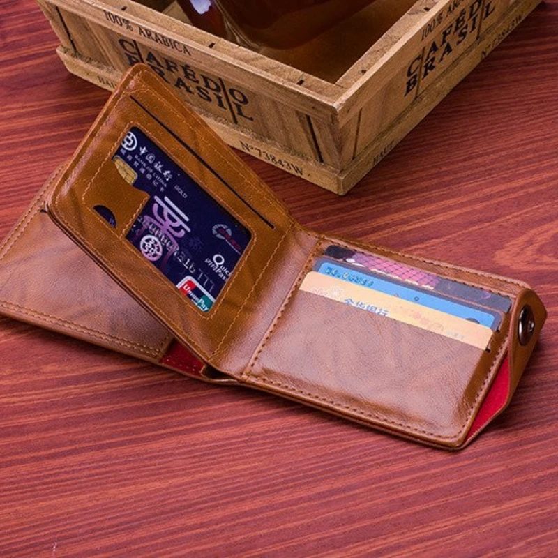 Billetera de cuero con patrón de dólar estadounidense para hombre, tarjetero de fotos, billetera de gran capacidad, 100