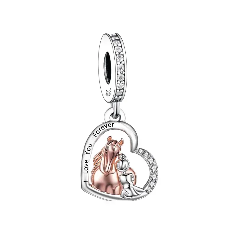 FC Jewelry Fit Original Pan Charm Bracelet 925 Sterling Silver Horse Girl Standing Together Bead For Making Women Berloque DIY - Image 5