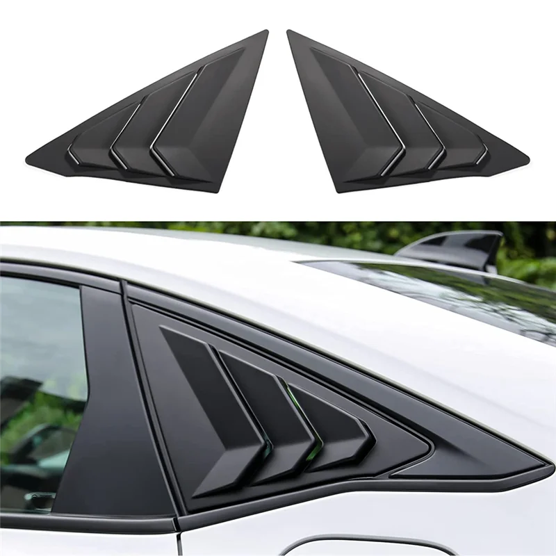 

Rear Side Window Louvers Triangular Window Glass Blinds for Honda Civic Sedan 11Th 2022 2023 - ABS Matt Black
