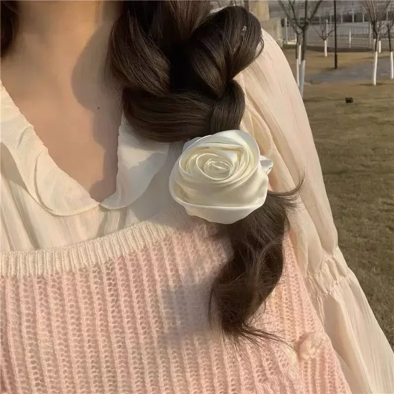 Rose Flower Elastic Hair Band for Women Girls korean Hair Rope Ties Flower  Scrunchie Ponytail Holder Hair Accessories Gift