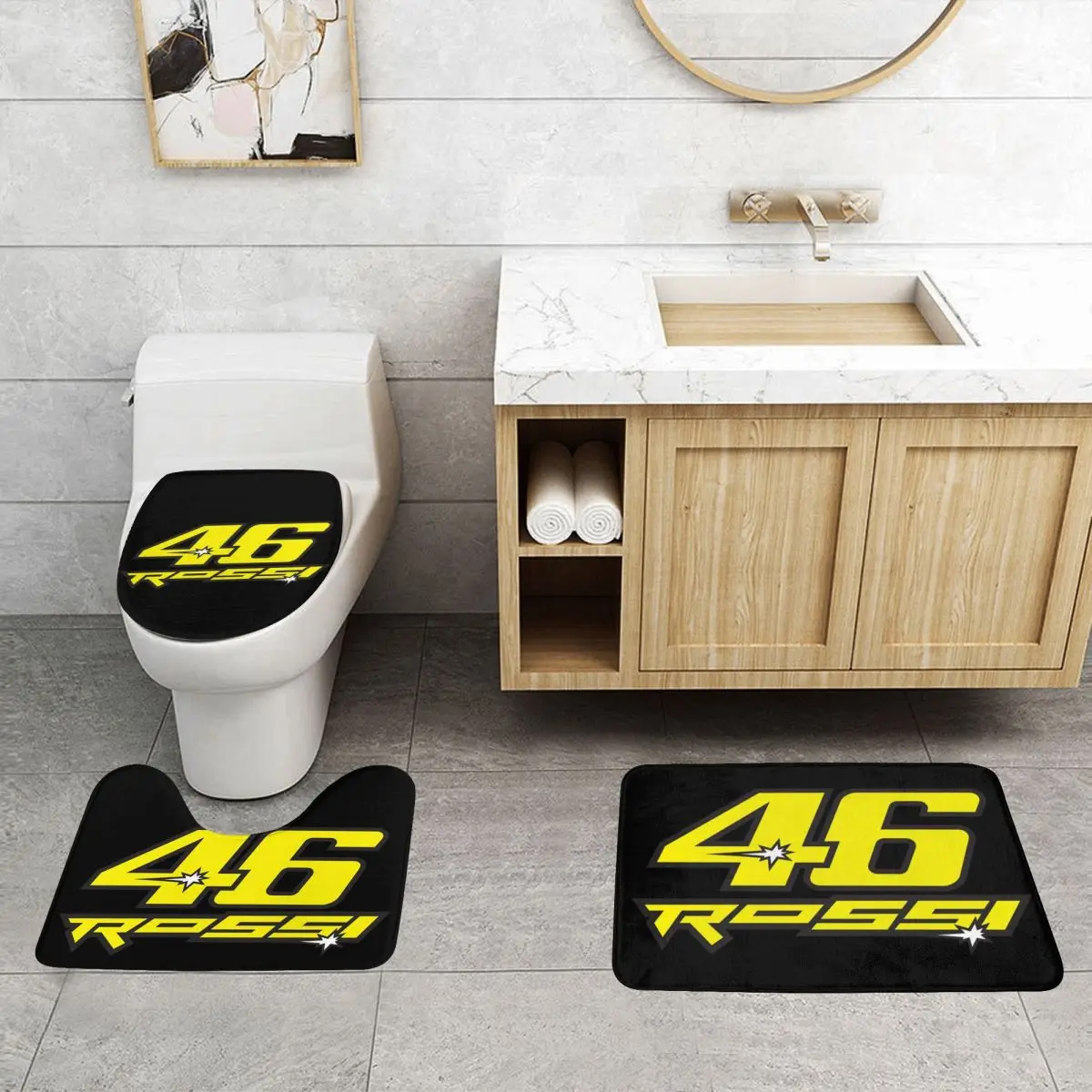 Custom Italian Racer Rossis Bathroom Rugs Sets Non-Slip Absorbent 3 Pieces Bath Toilet Rugs Mats