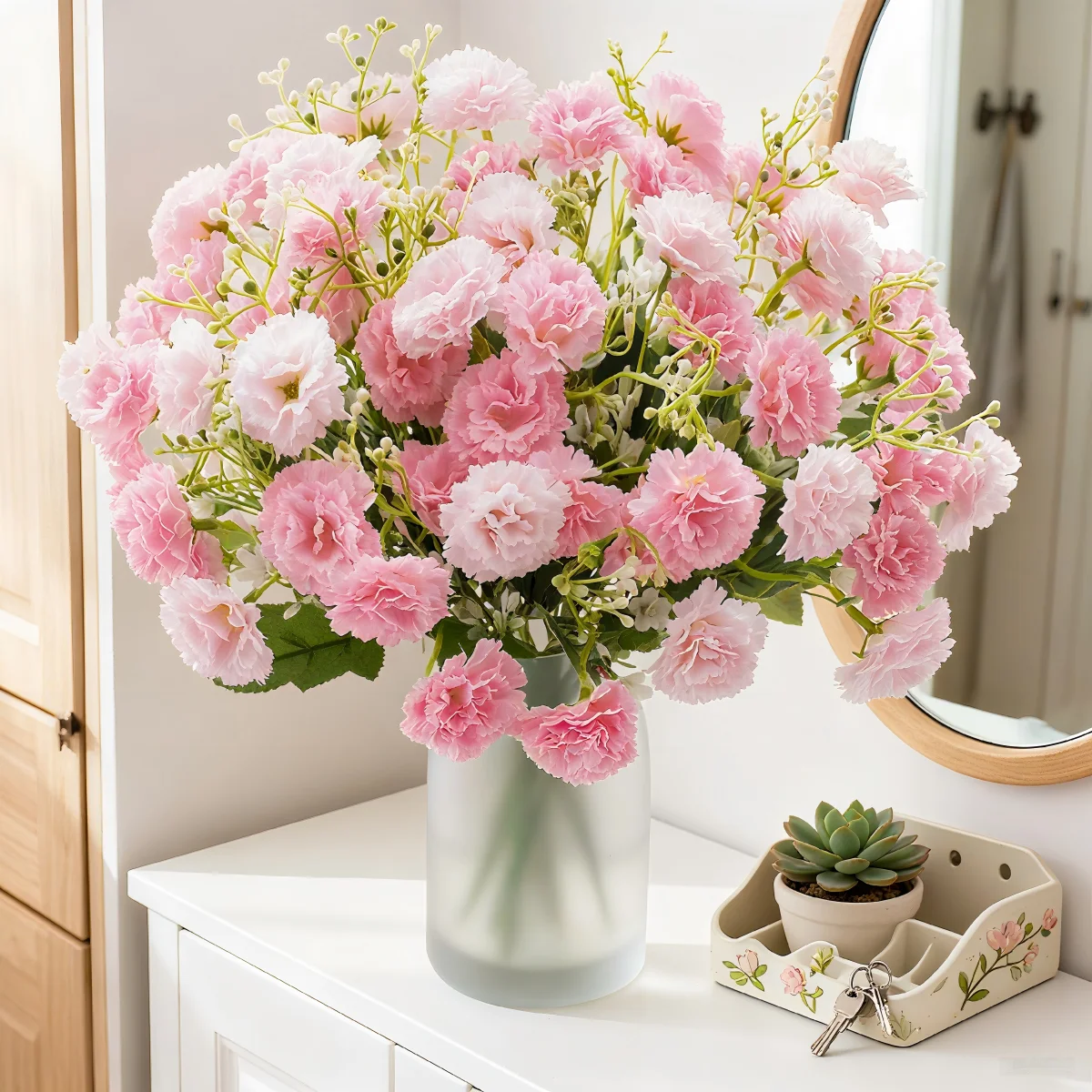 Clavel de seda de flores simuladas, boda, Día de San Valentín, Eid al Fitr, Día de la Madre, decoración del hogar, accesorios de jardín al aire libre