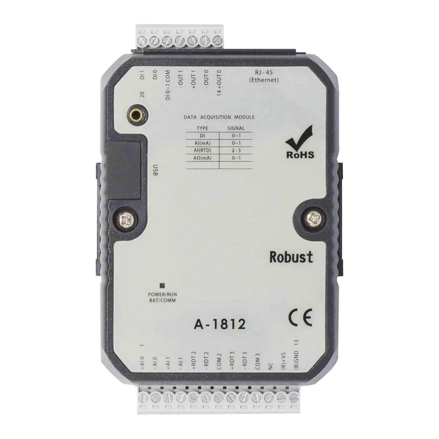 Modul IO Analog Ethernet dengan 4AI 2AO 2DI Modbus TCP ( A-1812)*