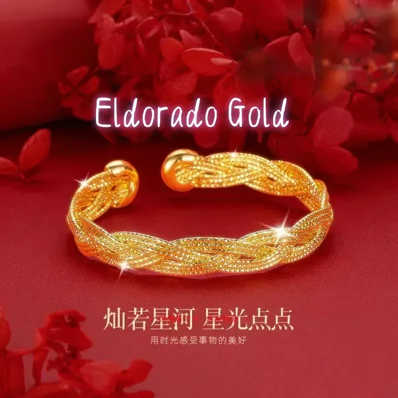 Eldorado Gold  9999 real gold 24K yellow gold Bohemian Flash Bracelet High-end Light Luxury Open All-match Bracelet