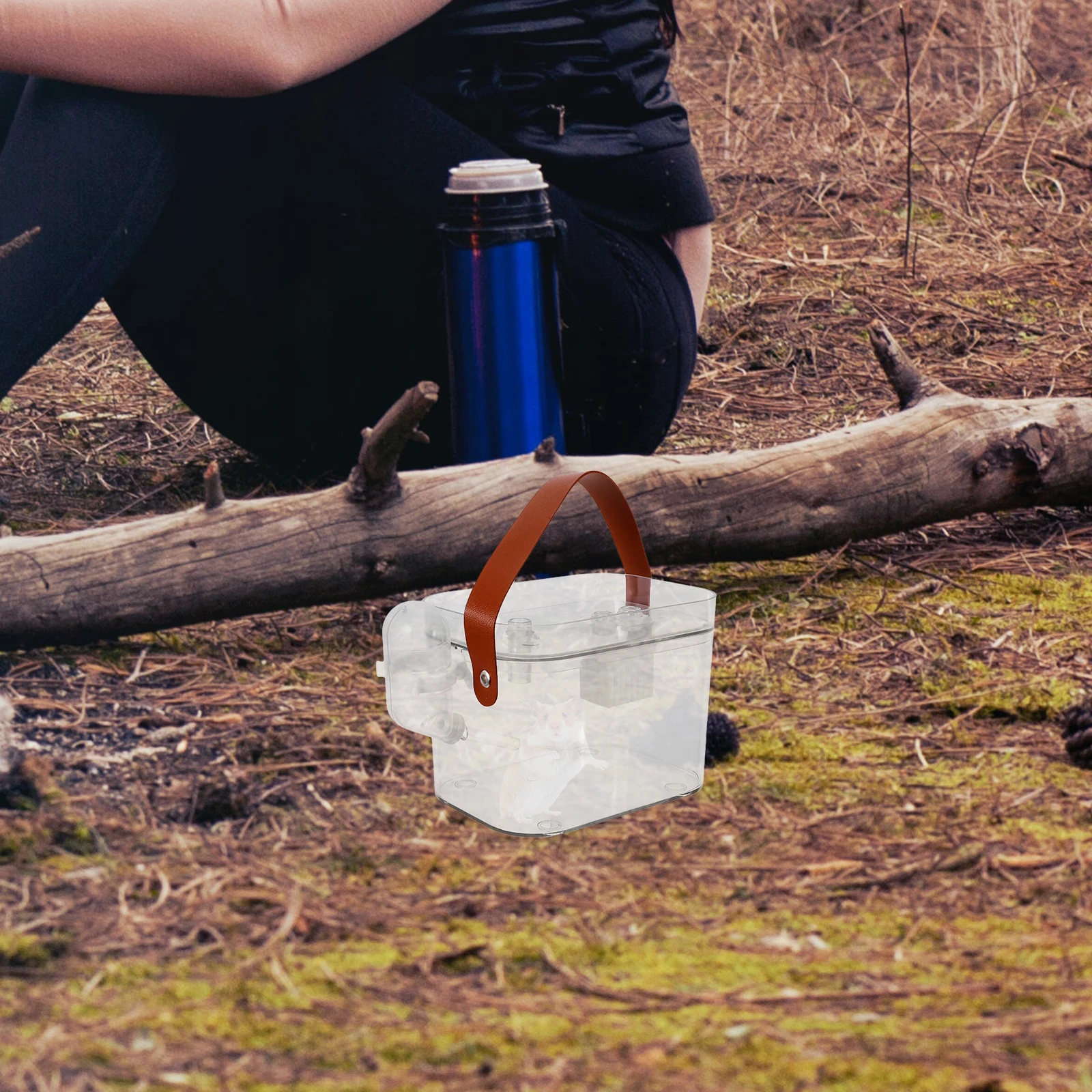 

Portable Hamster Cage Clear Plastic Small Animal Carrier Travel Cage with Water Bottle for Hamsters Sugar Gliders Outdoor Travel