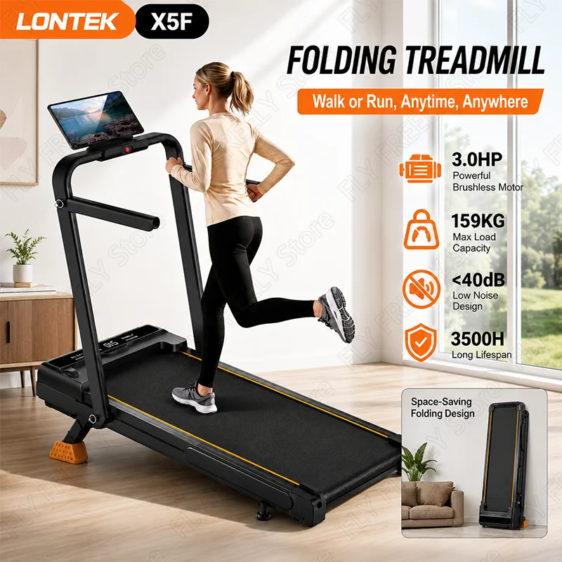 LONTEK X5F Faltbares & Tragbares 3-in-1-Laufband mit 16 % einstellbarer Steigung, schlankes, kompaktes Laufgerät für unter den Schreibtisch mit Fernbedienung, max. 159 kg Tragkraft, Fitnessgerät für