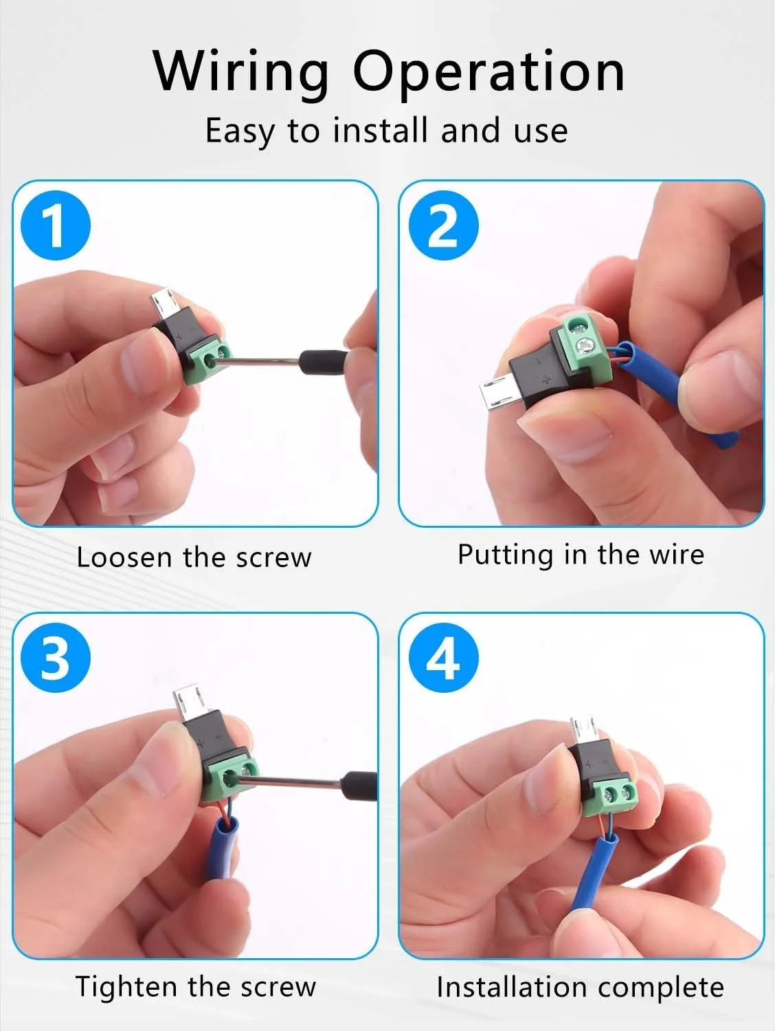 5PCS Terminale a vite a 2 pin per adattatore Micro USB Micro-usb Morsettiera a vite maschio Connettore di ricarica Connettore adattatore collegabile