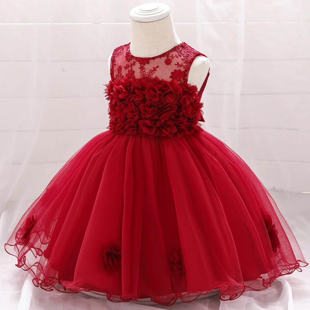 Baby Girls Birthday Princess Dress Infant Wedding Party Ruffled Dress Infant Toddler Tulle Tutu Pageant Dresses