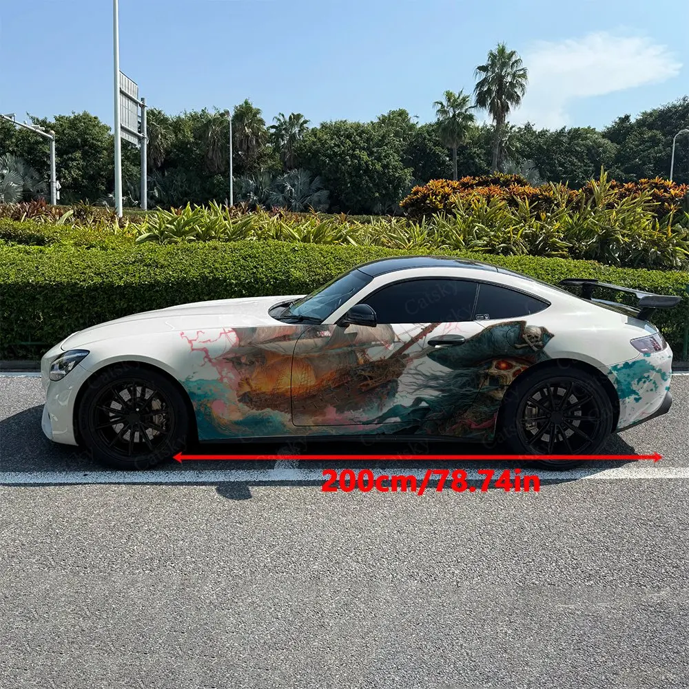 2pcs Phantom Captain Trend Car Side Wraps, Self-Adhesive PVC Waterproof & Scratch-Resistant Stickers, Car Accessory Gift