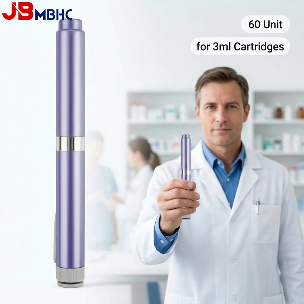 Reusable Injection Pen Compatible with 3ml Cartridges, 60 Units Peptide Pen Injector with Adjustment Precise Dose, Clear Scale