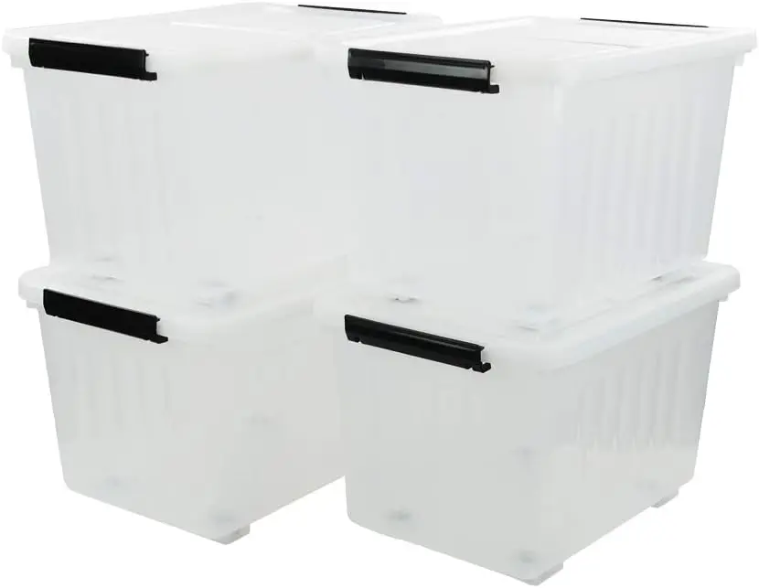 

4-Pack Clear Plastic Storage Bins with Lid, 42 L Large Plastic Storage Box