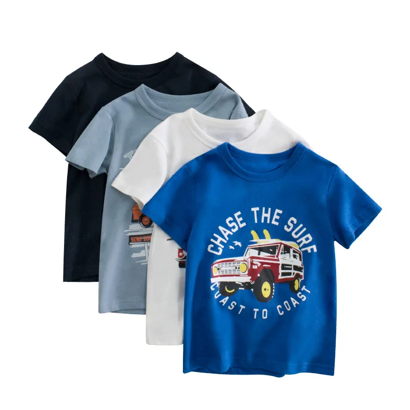 Summer New Children's Clothing Men's Short sleeved T-shirts Car Baby Clothing