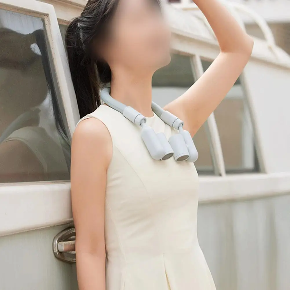 Adjustable Fan Cooling Neck Fan Dual 2000mAh Batteries High Wind Power Lightweight Design For Summer Activities