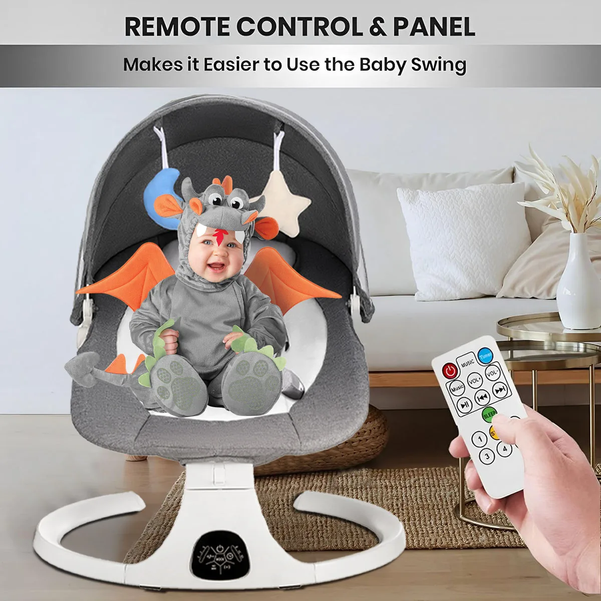 

【DEAREST】Electric Baby Bouncer 5 Speed Adjustment Baby Swing Suitable For Newborns From 0-36 Months Baby Bassinet