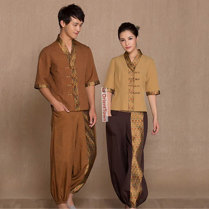 

Foot Massage Bath Wellness Technician Clothes Thai Style SPA Massage Top + Pants Suit Beauty Salon Beautician Work Uniform