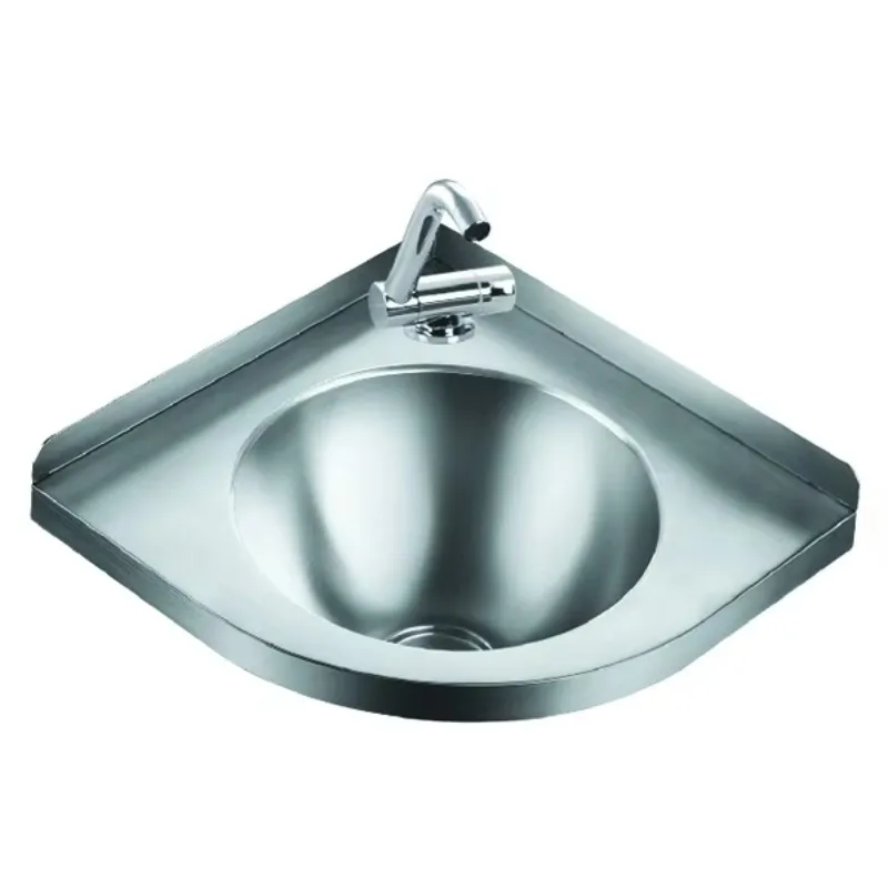 Stainless Steel Corner Basin Silver RV Parts Accessories Bathroom Train Hospital School Public Toilet Faucet RV