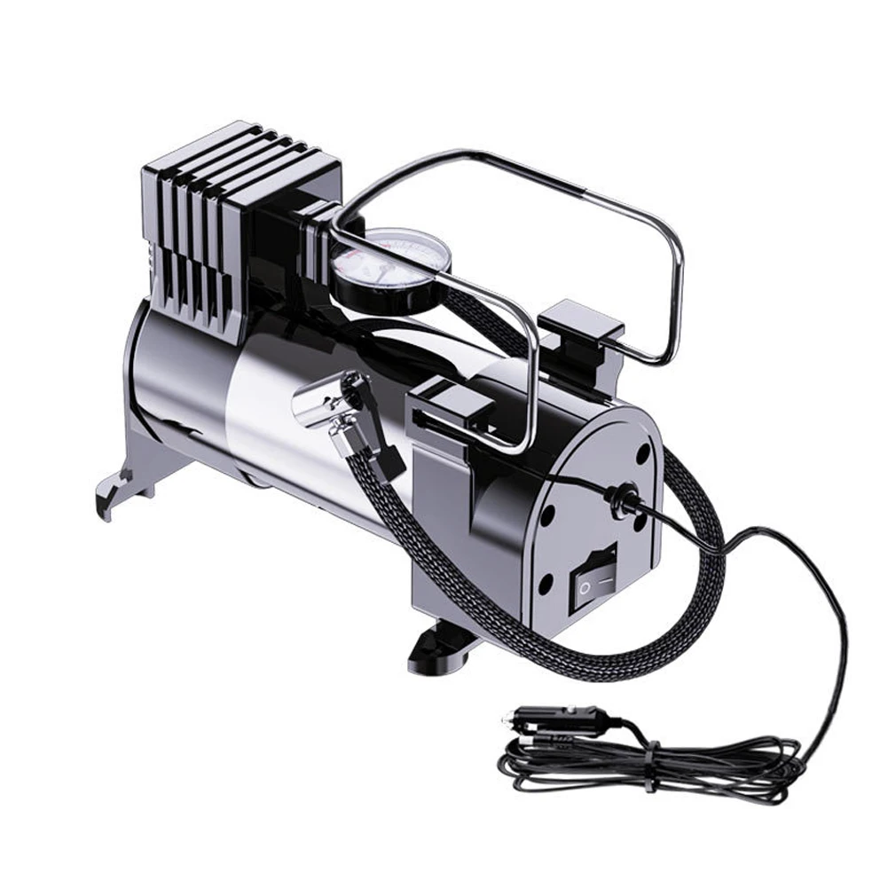 車用圧力計付き電動タイヤインフレーター,エアコンプレッサー,ポータブル,金属,頑丈,デラックス,12v