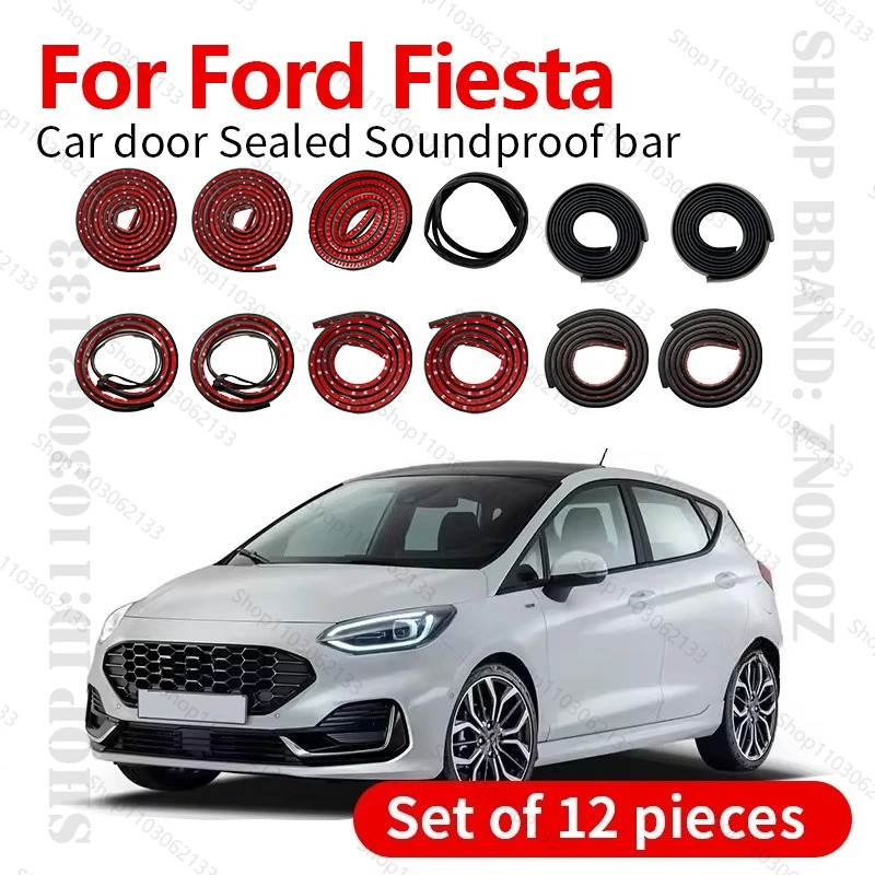 

For 1976-2023 Ford Fiesta Car Door Seal Strip Rubber Double Layer Sealing Protector Soundproof Dustproof Seal Strip 12PCS Set