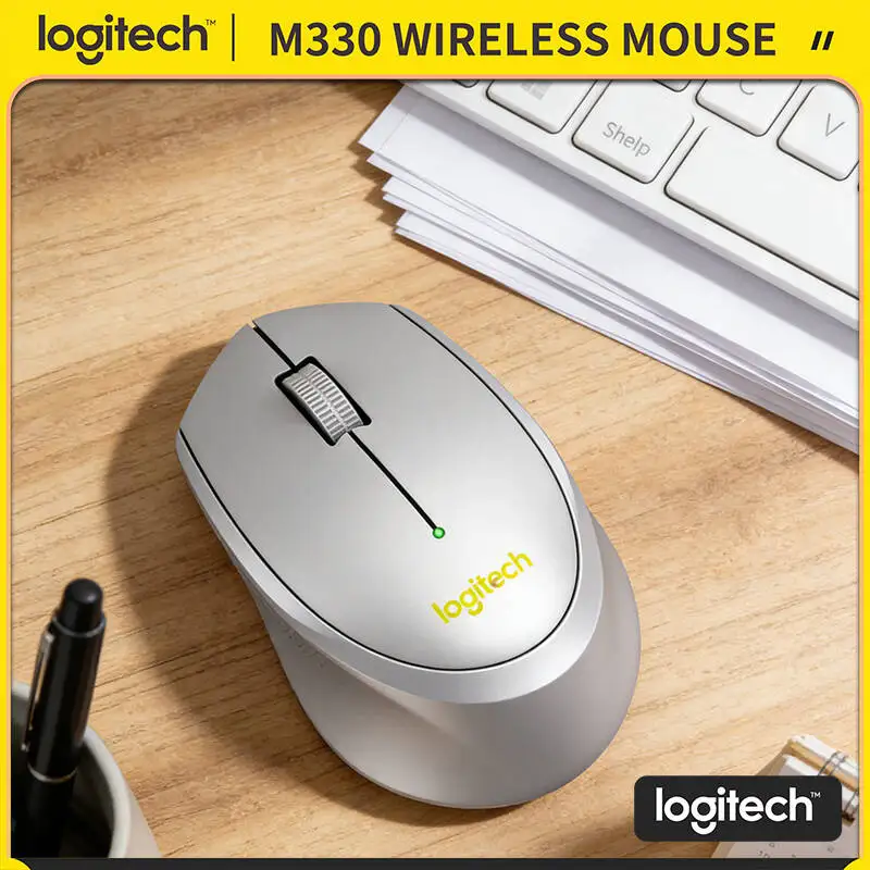 

Беспроводная мышь Logitech M330 Silent 2.4G с бесшумными кнопками, удобным захватом, долговечная, для ПК, Mac, ноутбуков, домашнего офиса, учебы