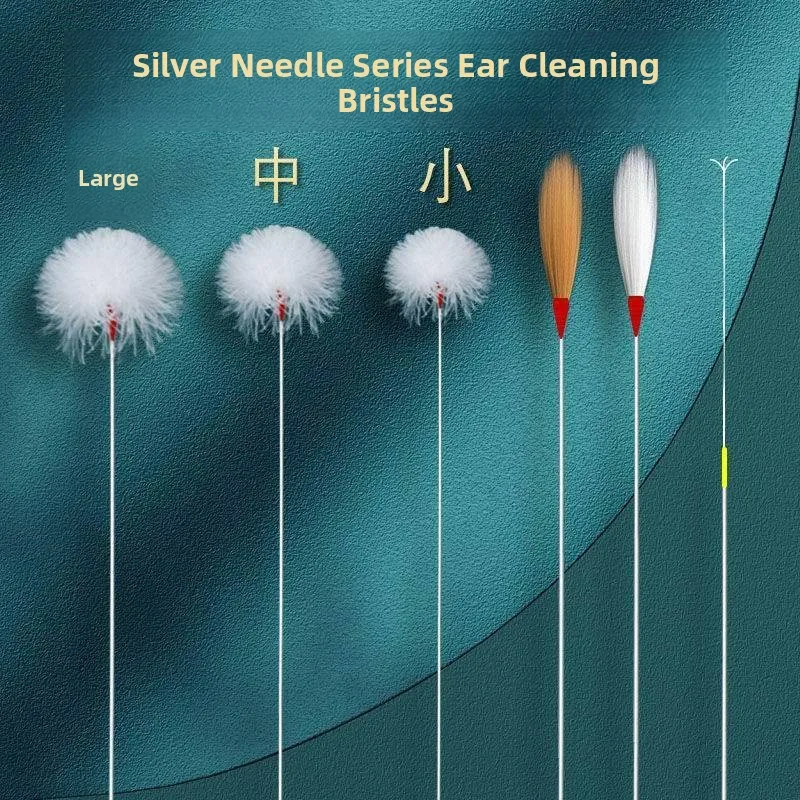 Professional Ear Cleaning Tool Set Large Head Silver Needle Bamboo Handle Ear Spoon for Personal Hygiene And Ear Wax Removal