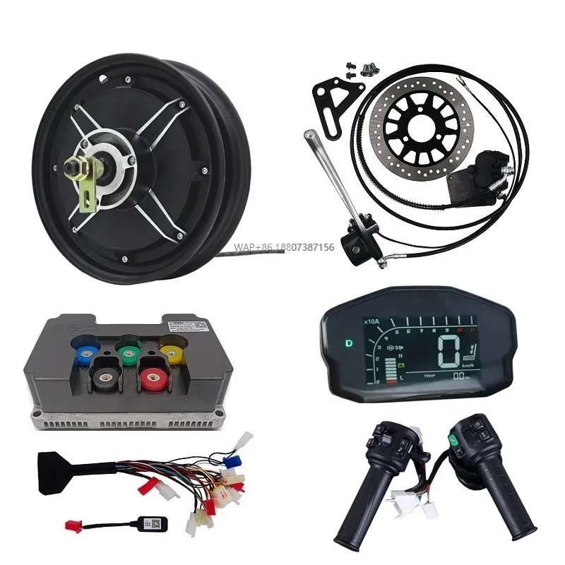 

10-дюймовый 3000W 48V-72V мотор-колесо для электромотоцикла, полный комплект для переоборудования, макс. скорость 90-100 км/ч