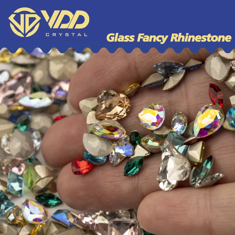 VDD 50 Stück/100 Stück hochwertige Glas-Strasssteine, Kristall-Glitzer-Steine mit runder Rückseite für Nagelkunst-Dekoration, DIY-Zubehör – Detail 2