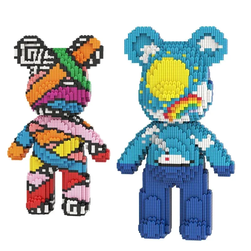 Mini Bearbricklys Starry Night Bear Model Bricks Set Micro Diamond Building Block Kits Zabawki Prezenty urodzinowe dla dzieci Chłopcy Dziewczynki