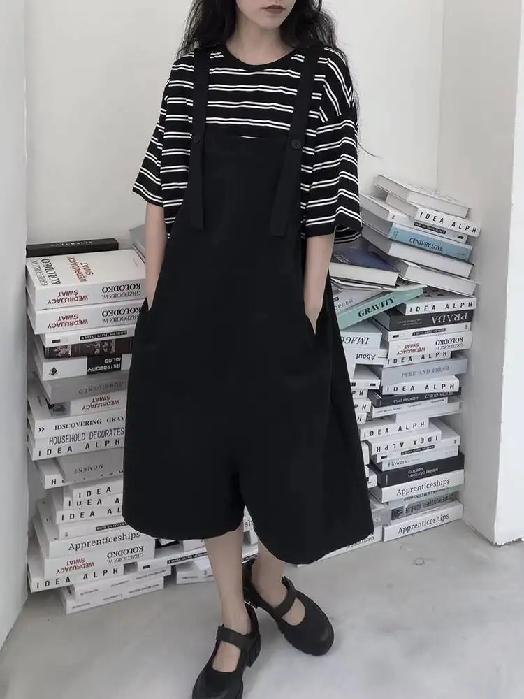 Ladies Strap Shorts Spring And Summer New Brunet Department Thin Fashion Trend Leisure Loose Large Size Jumpsuit