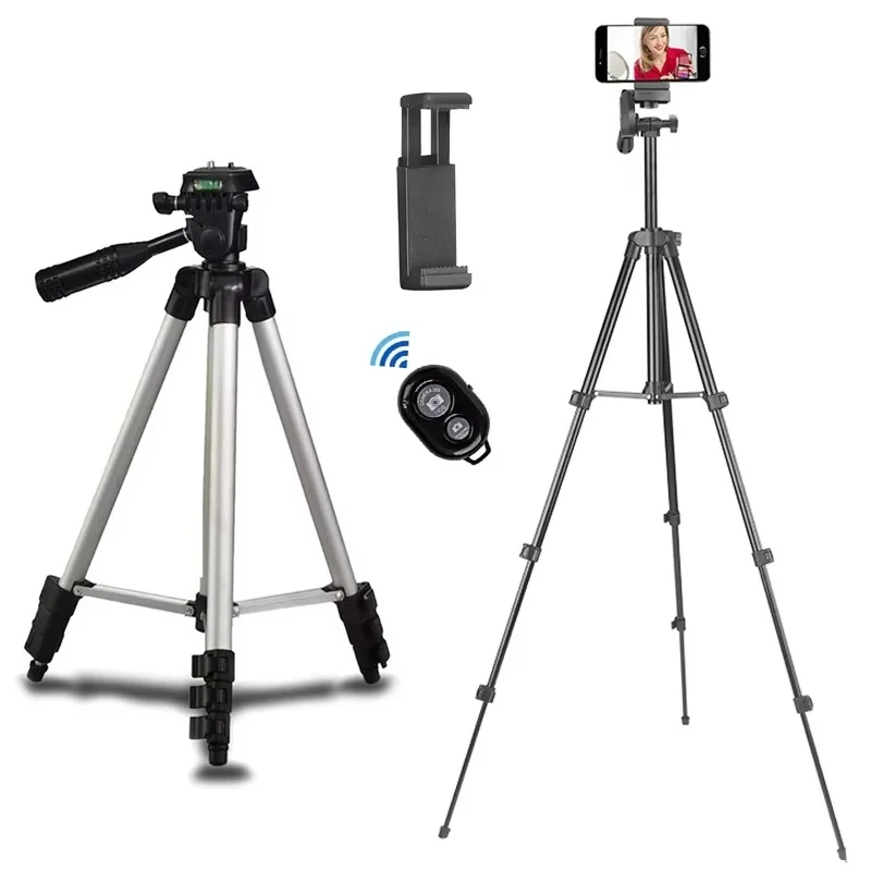 Trépied de téléphone extensible, trépied universel pour appareil photo de téléphone, en alliage d'aluminium, trépieds de voyage en direct pour iPhone Canon Nikon DSLR SLR
