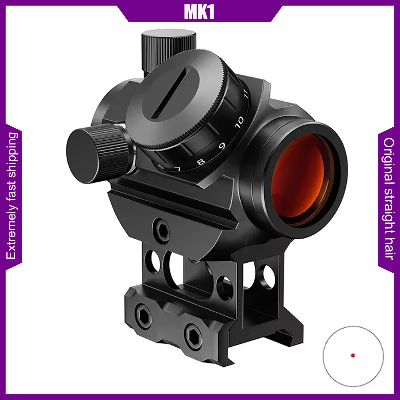1 x 25mm Red Dot Sight 2 MOA Compact Red Dot Scope 1 inch Riser Mount For Gun Hunting Rifle Scope