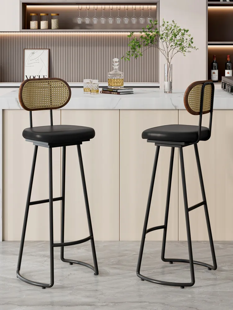 Household bar chair Back chair Outdoor table and chair Coffee milk tea shop Commercial solid wood bar