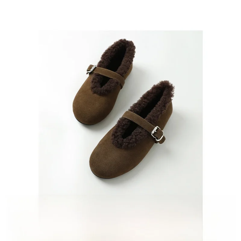 

Ayuko Mary Jane Lamb Fur Inteated Comfortable Warm Ballet Fur oes Women's Inner Wear Winter Collection AX052624