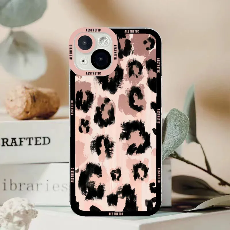 Leopard Zebra Stripe Print Clear Case for Samsung Galaxy S24 Ultra S23 FE S22 Plus S25 A55 A15 A35 A16 5G A14 A34 A54 Soft Cover