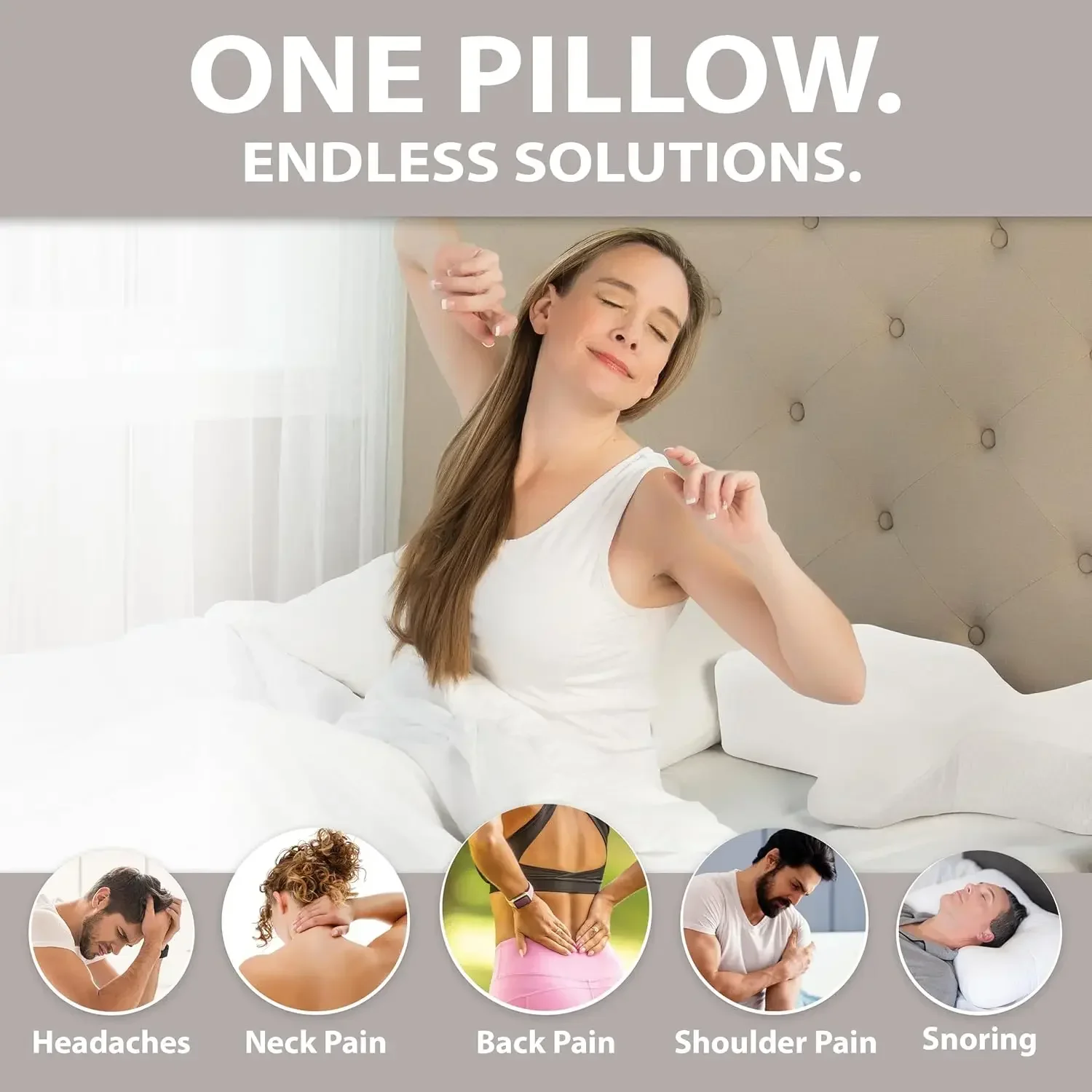 

XMSJ.Cervical Orthopedic Foam Pillow – Back and Side Sleeping, Firm - Large