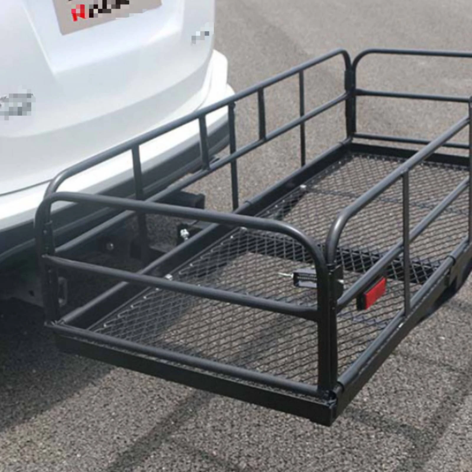 Hitch Mount Cargo Rack Cylindrical Side Rails Tow Hitch Cargo Carrier Bolted Hardware Black