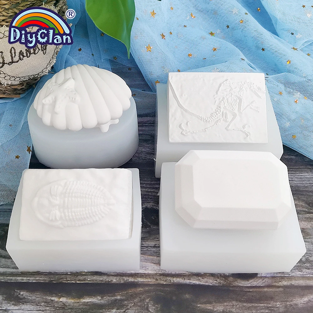 Trilobite Shape Stone Silicone Mold Dinosaur Shell Gem DIY Crafts Gypsum Resin Soft Clays Soap Cake Handmade Making Mould