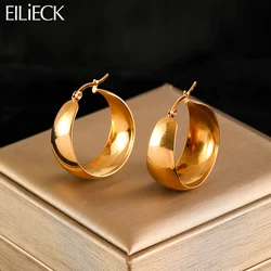 EILIECK 316l Stainless Steel Round Big Hoop Earrings Minimalist Metal High Quality Fashion PVD Gold Color Ear Jewelry Women