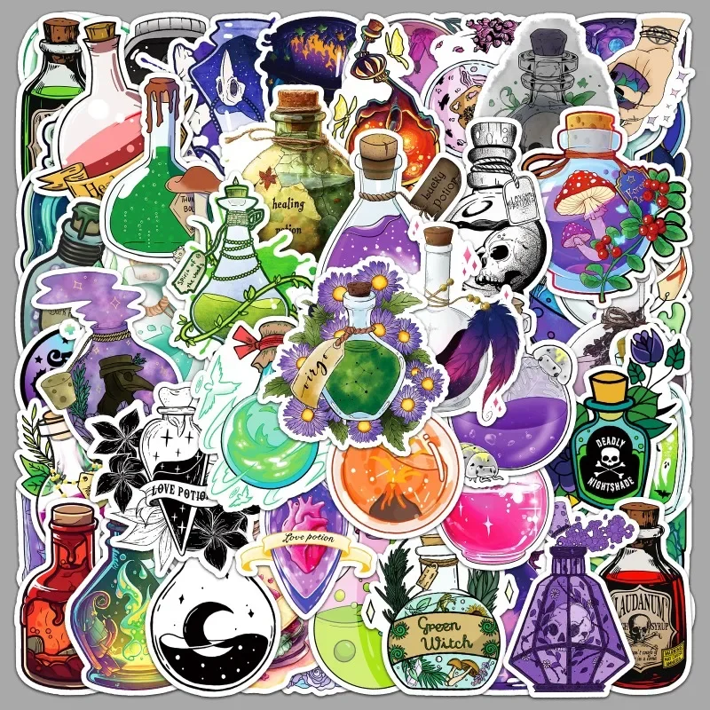 10/50pcs Cute Cartoon Magic Potion Graffiti Stickers for Laptop Water Bottle Luggage Notebook Waterproof Vinyl Phone Decals Toy