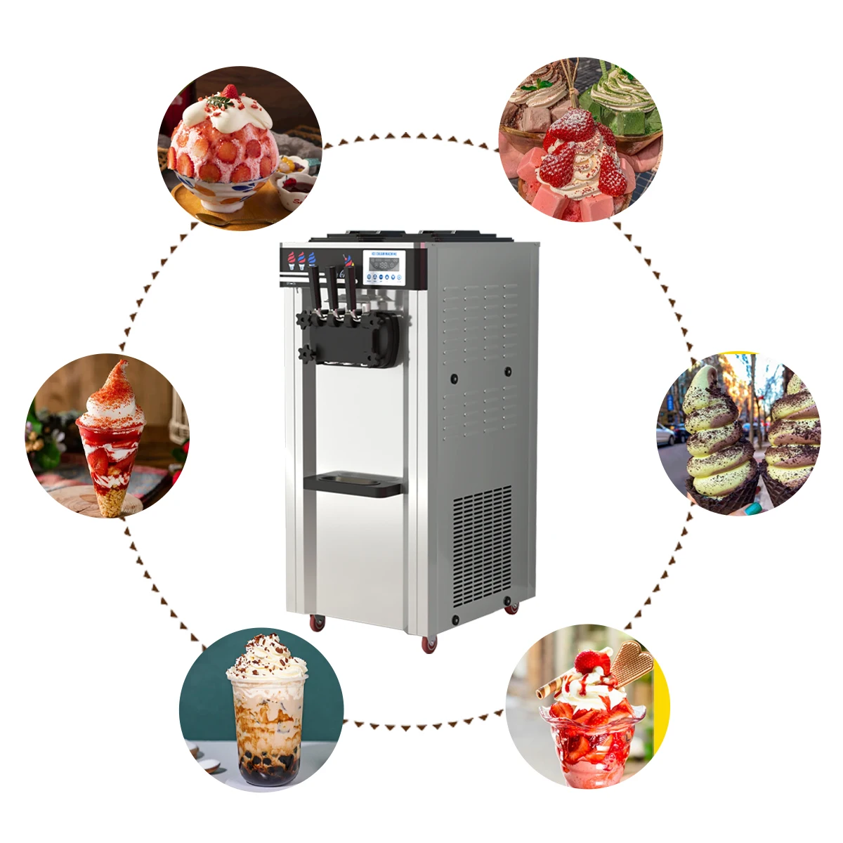 

Professional Production of Vertical Three-valve Fully Automatic Ice Cream Machine Commercial Desktop Ice Cream Cone Machine