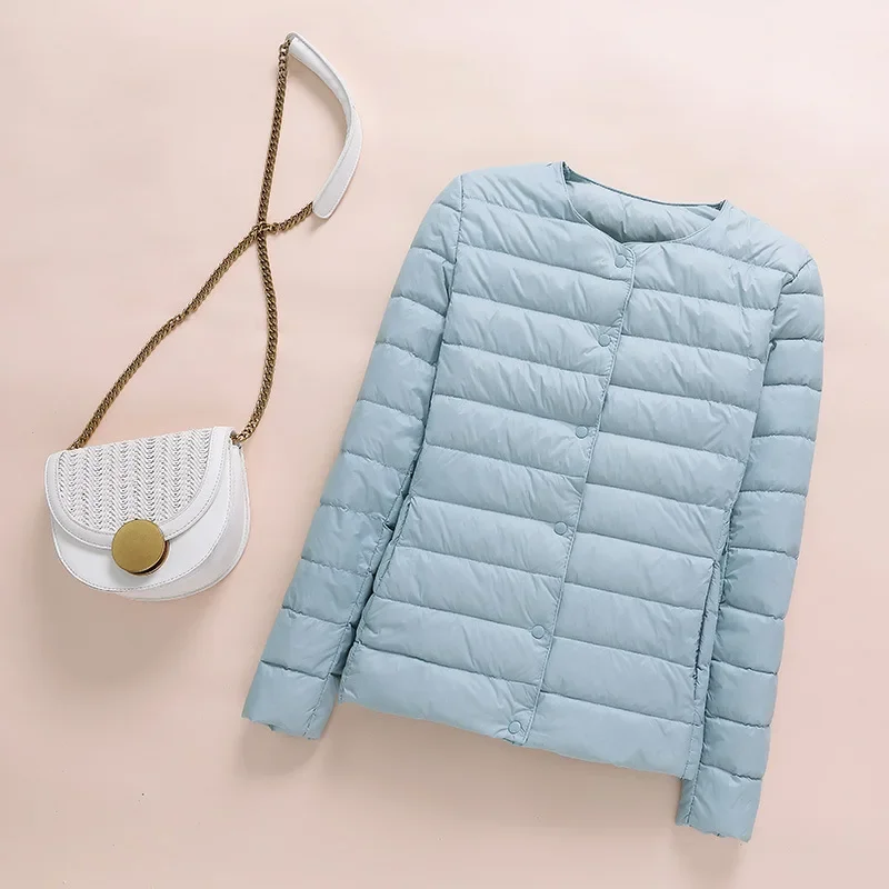 2025 neue Frauen Unten Jacke Ultraleicht Kragen Ente Unten Koreanische Feste Tragbare Weibliche Oansatz Puffer Frauen Tops