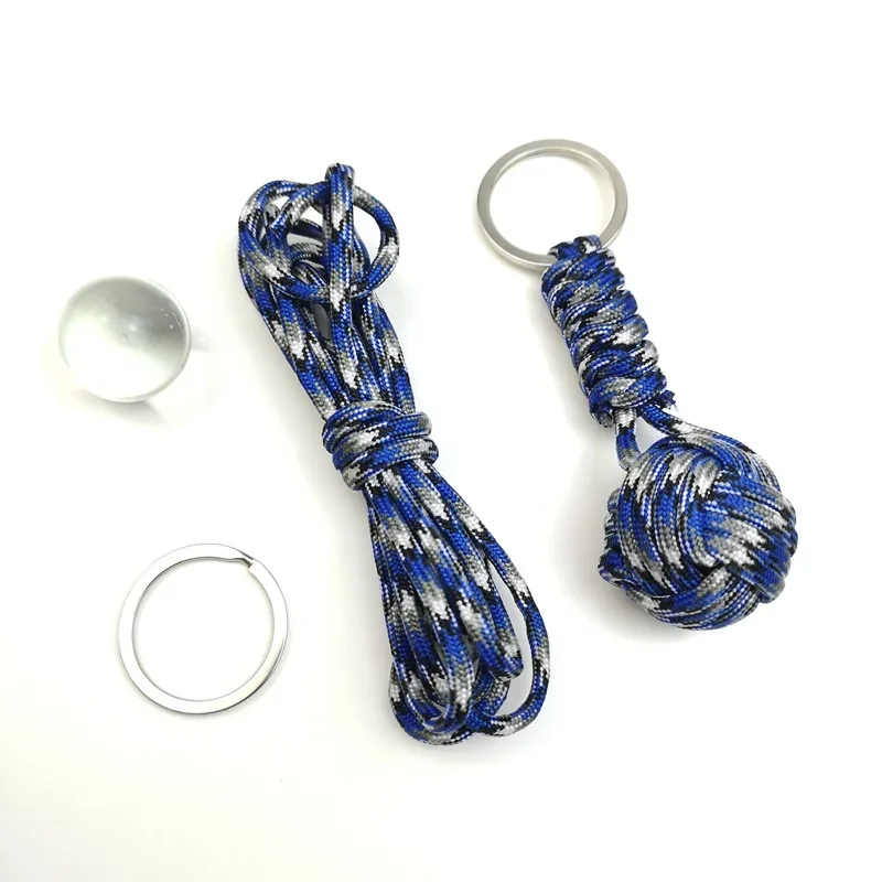 Woven Paracord Lanyard Keychain Outdoor Survival Tactical Self-defense Military Parachute Rope Cord Ball Pendant Keyring