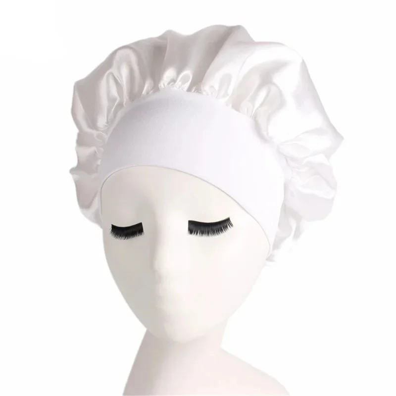1/2/3pcs Women's Satin Solid Sleeping Hat Night  Hair Care Bonnet Nightcap For Women Men Unisex Cap