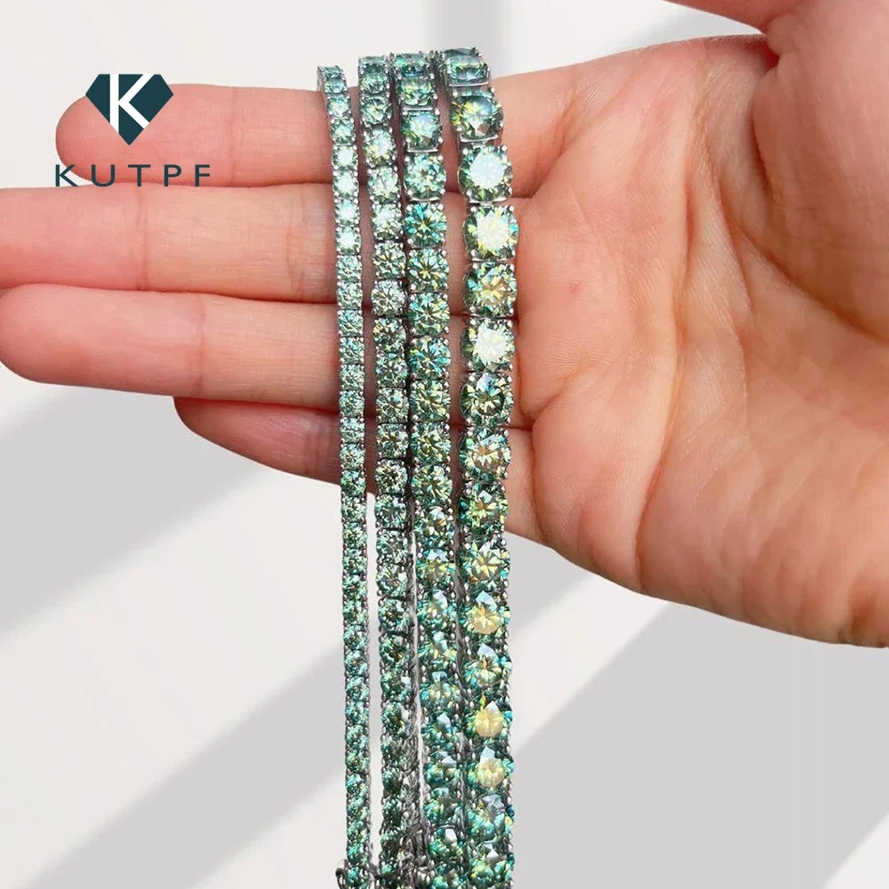 GRA Certified Green Moissanite Tennis Bracelet for Women 925 Silver Plated 18K Gold 3/4/5/6.5mm Diamond Bracelets Fine Jewelry